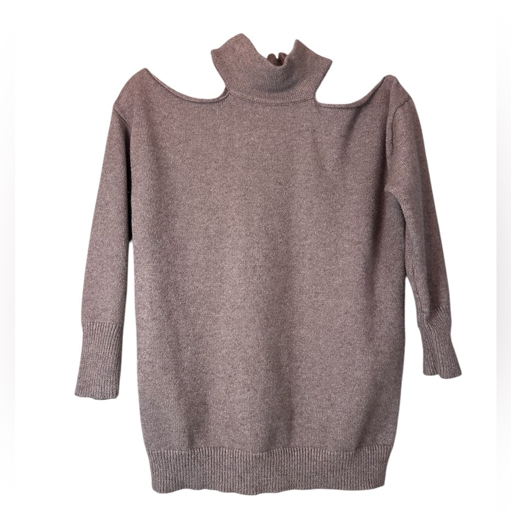 Entro Off-the-Shoulder Turtleneck Sweater - Taupe Sz S